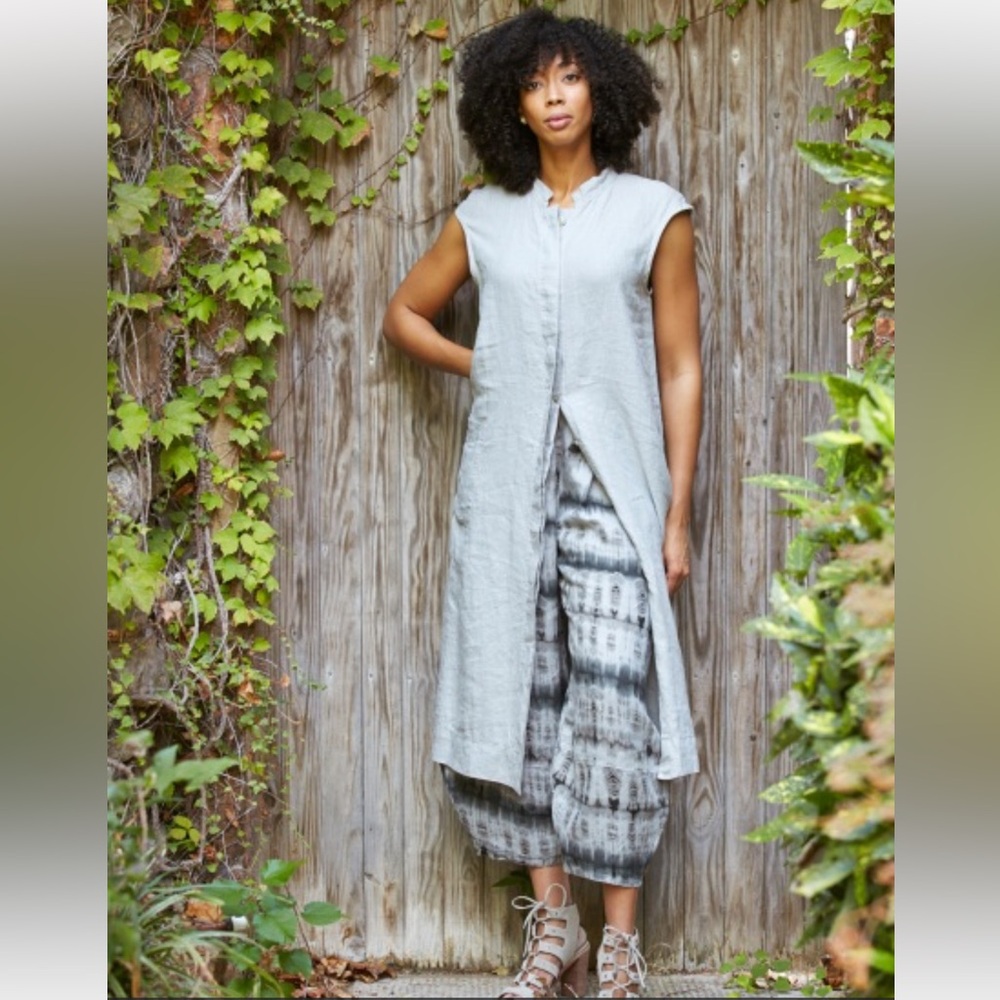 Bryn Walker Keaton Vest Maxi Dress Small Grey Linen Lagenlook Long button front